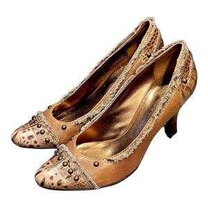 Apepazza leather studded heels 3 inch size 8